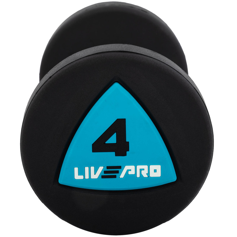 Гантелі цільні професійні з поліуретановим покриттям LiveUp LP8002-4 2шт по 4кг чорний-синій