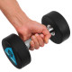 Гантелі цільні професійні з поліуретановим покриттям LiveUp LP8002-8 2шт по 8кг чорний-синій