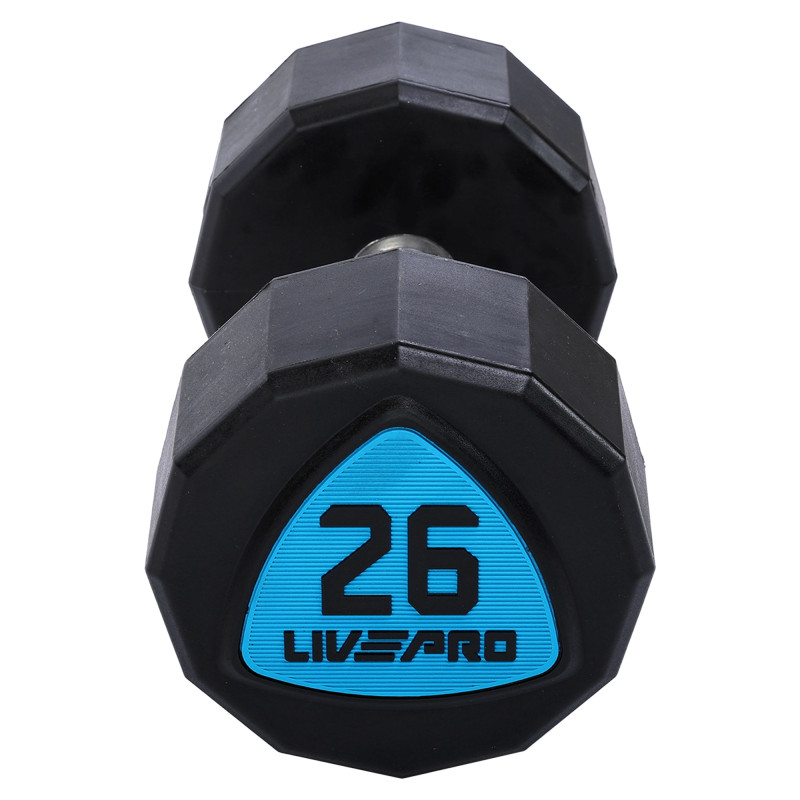 Гантелі цільні професійні з поліуретановим покриттям LiveUp LP8003-26 2шт по 26кг чорний-синій