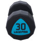 Гантелі цільні професійні з поліуретановим покриттям LiveUp LP8003-30 2шт по 30кг чорний-синій