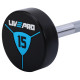 Штанга нерозбірна з фіксованою вагою пряма поліуретанова LiveUp LP8010-15 довжина-89,2см 15кг чорний-синій