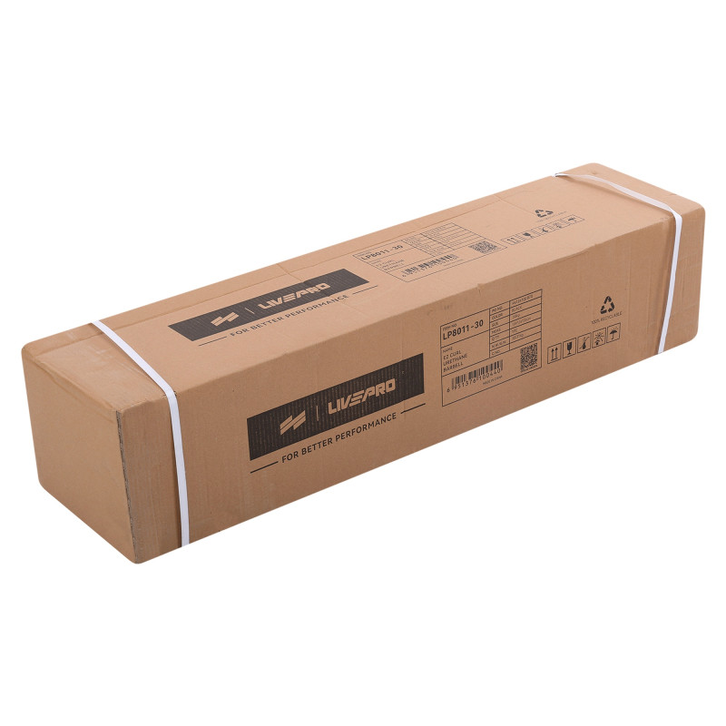 Штанга нерозбірна з фіксованою вагою вигнута поліуретанова LiveUp LP8011-30 довжина-89,2см 30кг чорний-синій