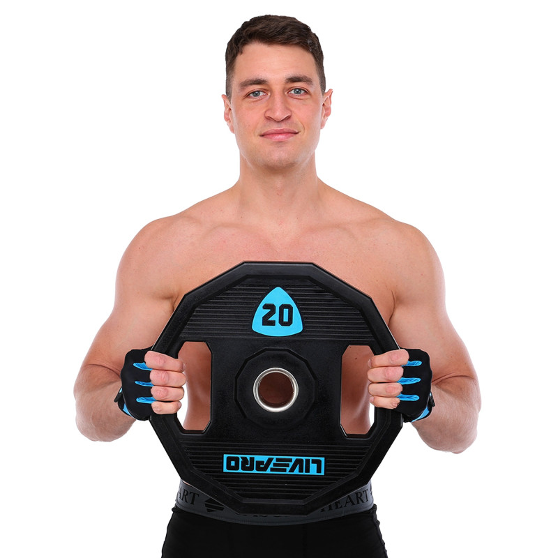 Блини диски поліуретанові 2 Handle металева втулка LiveUp LP8023-20 ø51мм 20кг чорний