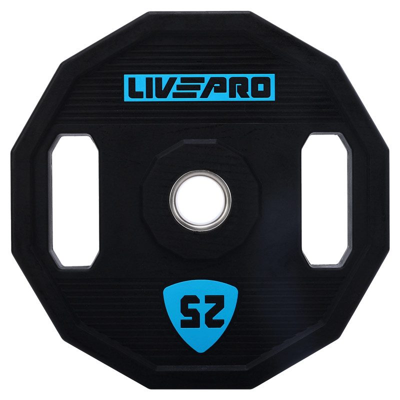 Блини диски поліуретанові 2 Handle металева втулка LiveUp LP8023-25 ​​ø51мм 25кг чорний