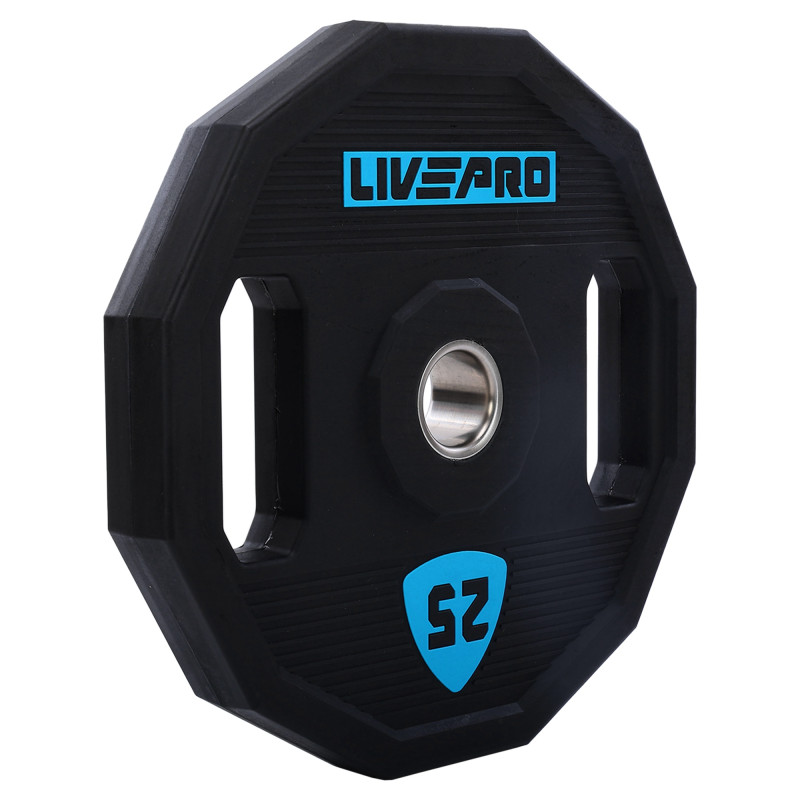Блини диски поліуретанові 2 Handle металева втулка LiveUp LP8023-25 ​​ø51мм 25кг чорний