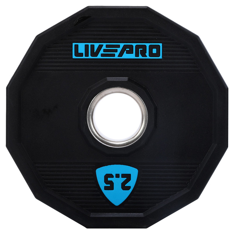 Блини диски поліуретанові 2 Handle металева втулка LiveUp LP8023-2_5 ø51мм 2,5кг чорний