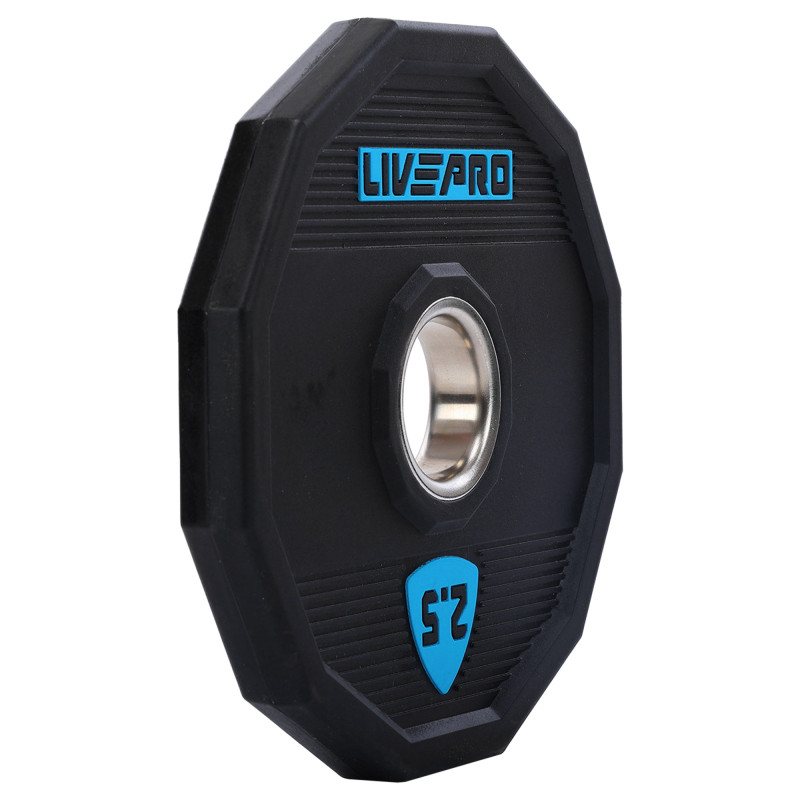 Блини диски поліуретанові 2 Handle металева втулка LiveUp LP8023-2_5 ø51мм 2,5кг чорний