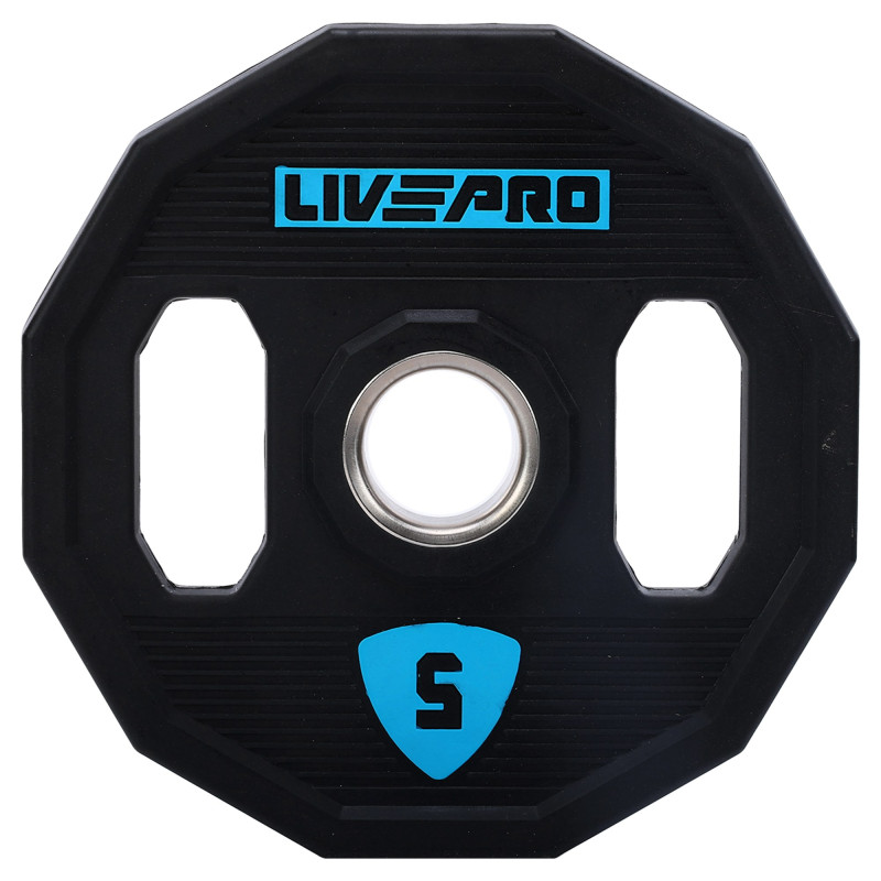 Блини диски поліуретанові 2 Handle металева втулка LiveUp LP8023-5 ø51мм 5кг чорний