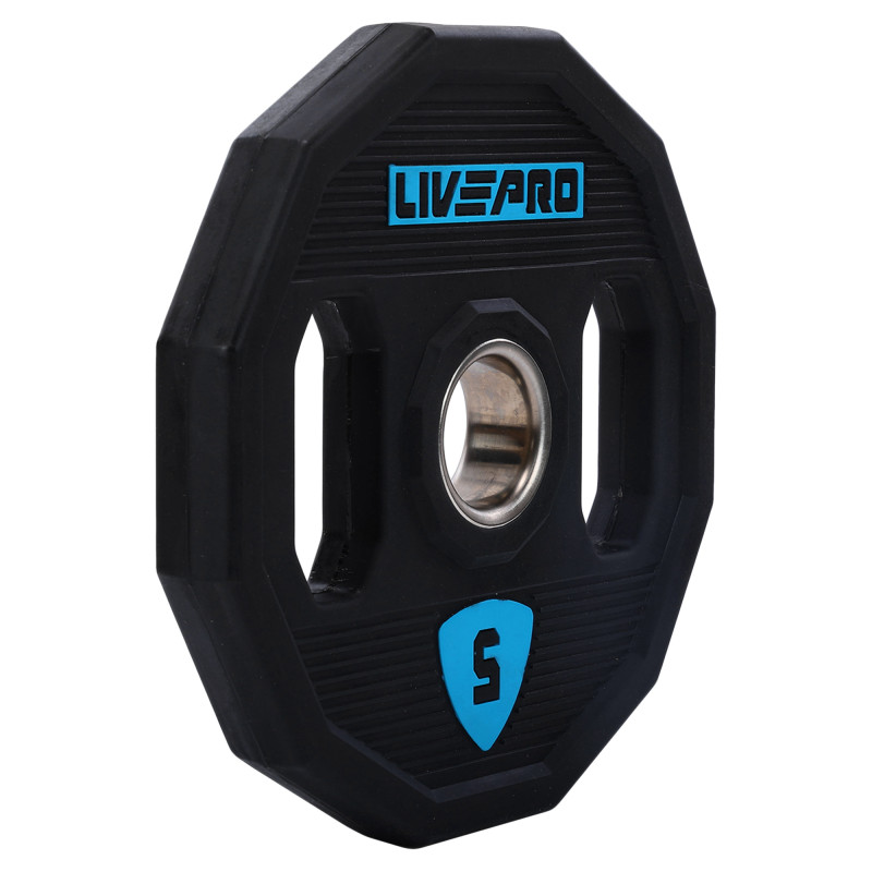 Блини диски поліуретанові 2 Handle металева втулка LiveUp LP8023-5 ø51мм 5кг чорний
