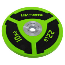 Бамперні диски поліуретанові Bumper Plates LiveUp LP8027-10 ø50.5мм 10кг зелений-чорний
