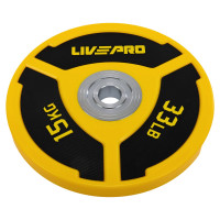 Бамперні диски поліуретанові Bumper Plates LiveUp LP8027-15 ø50.5мм 15кг жовтий-чорний