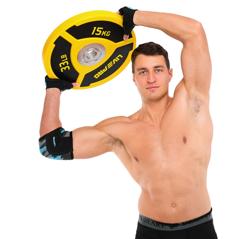 Бамперні диски поліуретанові Bumper Plates LiveUp LP8027-15 ø50.5мм 15кг жовтий-чорний