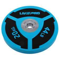 Бамперні диски поліуретанові Bumper Plates LiveUp LP8027-20 ø50.5мм 20кг синій-чорний
