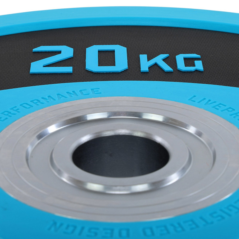 Бамперні диски поліуретанові Bumper Plates LiveUp LP8027-20 ø50.5мм 20кг синій-чорний