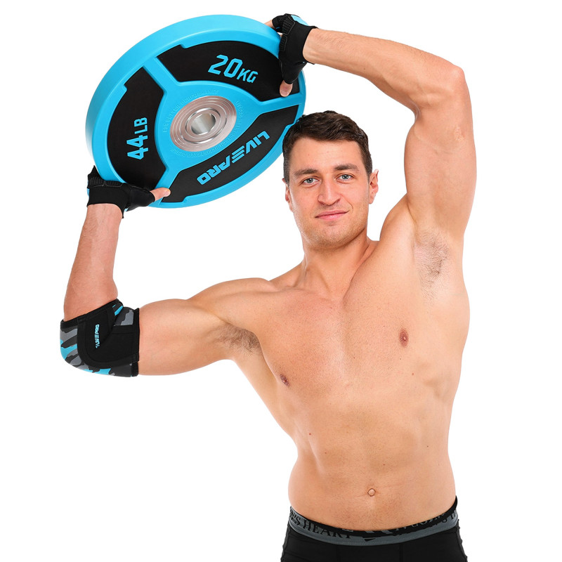 Бамперні диски поліуретанові Bumper Plates LiveUp LP8027-20 ø50.5мм 20кг синій-чорний