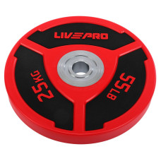 Бамперні диски поліуретанові Bumper Plates LiveUp LP8027-25 ø50.5мм 25кг червоний-чорний
