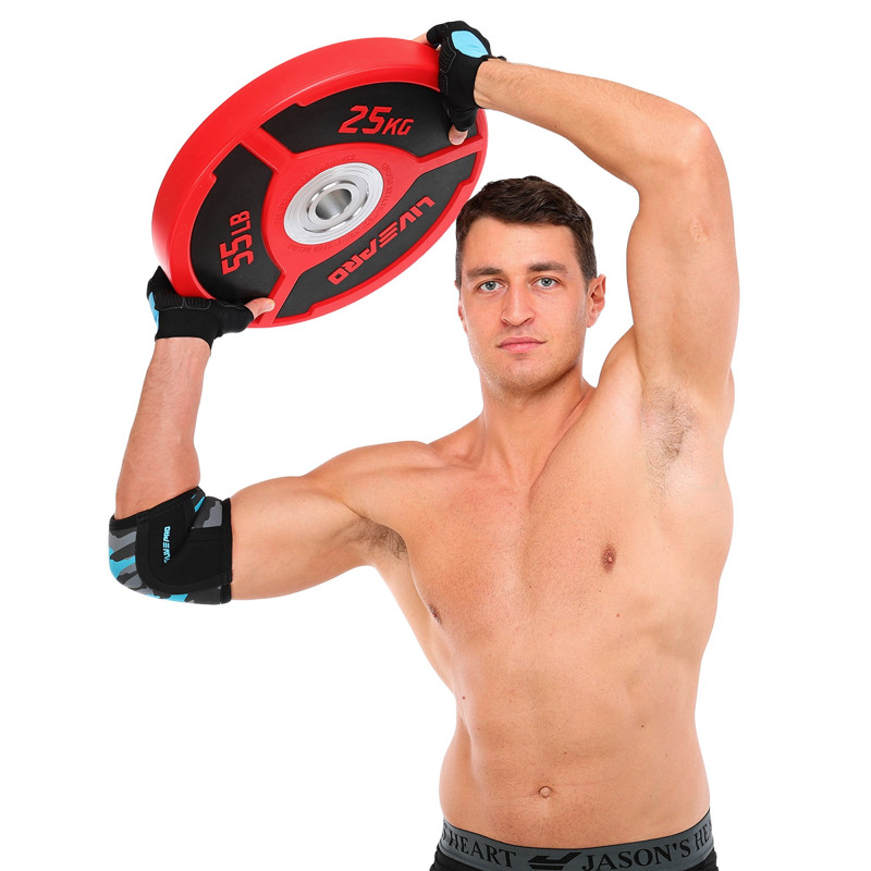 Бамперні диски поліуретанові Bumper Plates LiveUp LP8027-25 ø50.5мм 25кг червоний-чорний