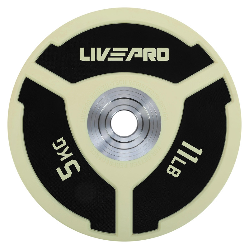 Бамперні диски поліуретанові Bumper Plates LiveUp LP8027-5 ø50.5мм 5кг білий-чорний