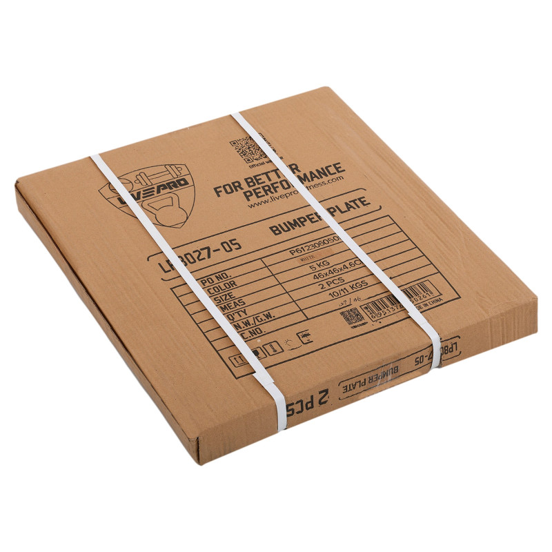 Бамперні диски поліуретанові Bumper Plates LiveUp LP8027-5 ø50.5мм 5кг білий-чорний