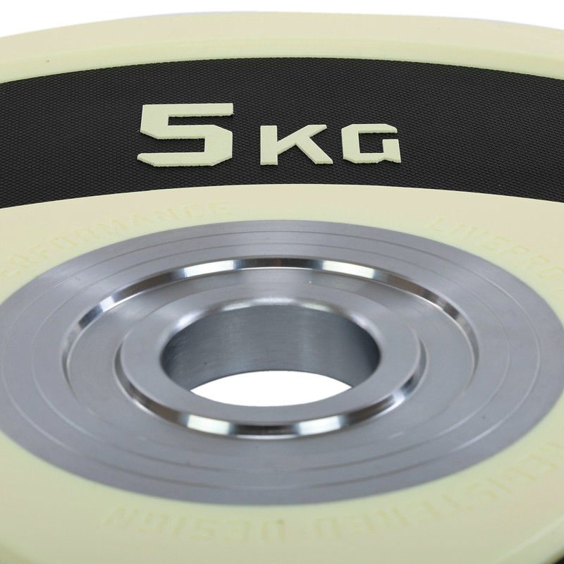 Бамперні диски поліуретанові Bumper Plates LiveUp LP8027-5 ø50.5мм 5кг білий-чорний
