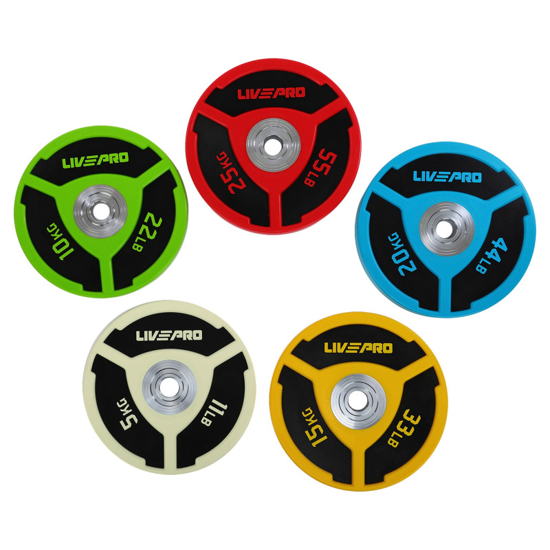 Бамперні диски поліуретанові Bumper Plates LiveUp LP8027-5 ø50.5мм 5кг білий-чорний