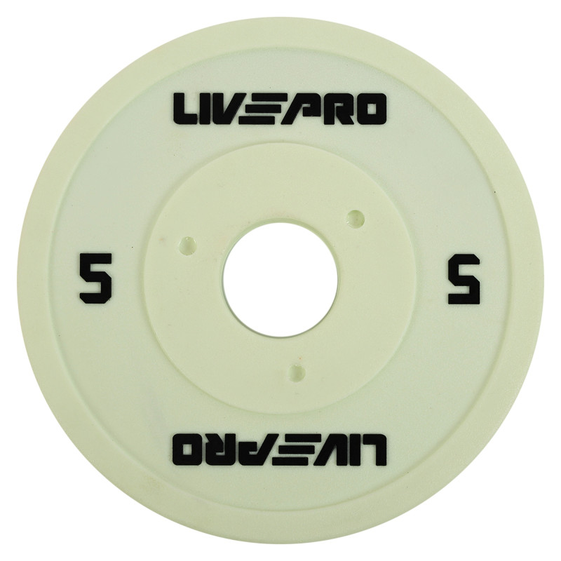 Блини диски поліуретанові з металевою втулкою LiveUp LP8028-5 ø50мм 5кг білий