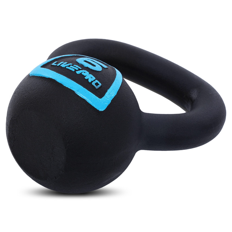 Гиря тренувальна цільна чавунна пофарбована LiveUp LP8041-6 вага 6кг чорний
