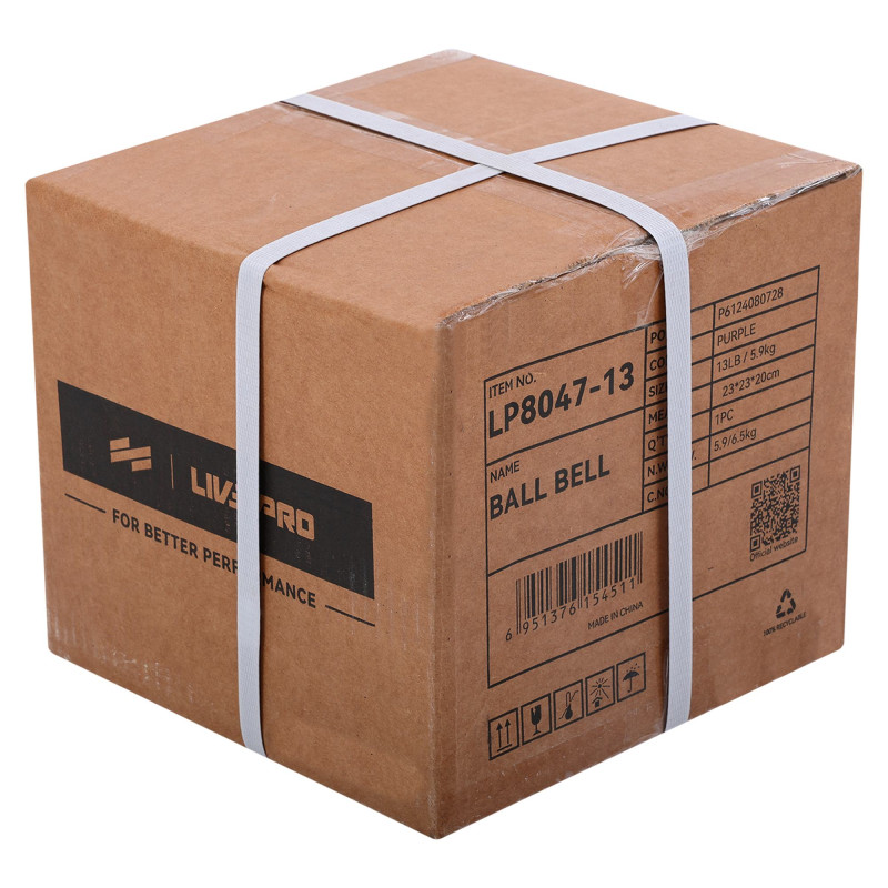 Гиря-дзвін чавунна пофарбована BALL BELL LiveUp LP8047-13LB вага 6кг чорний
