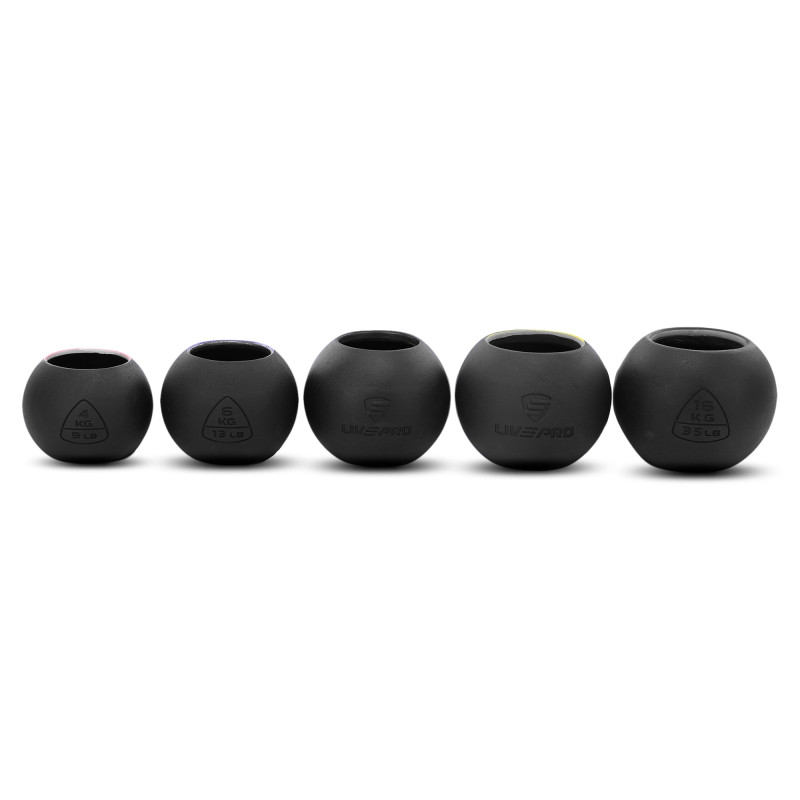 Гиря-дзвін чавунна пофарбована BALL BELL LiveUp LP8047-9LB вага 4кг чорний