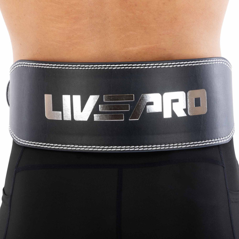 Пояс атлетичний шкіряний LiveUp LP8067 спинка-15см, розмір-M-L чорний