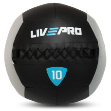 М'яч набивний медичний для кросфіту WALL BALL LiveUp LP8100-10 10кг чорний-сірий