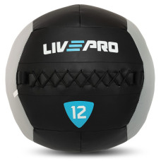 М'яч набивний медичний для кросфіту WALL BALL LiveUp LP8100-12 12кг чорний-сірий