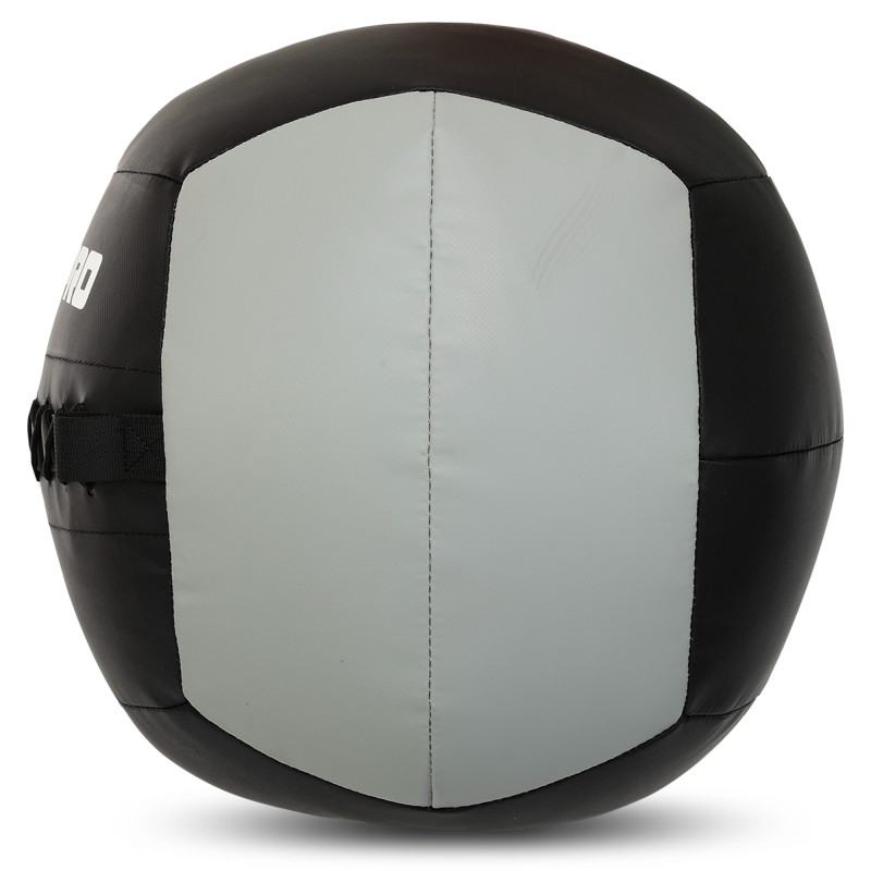 М'яч набивний медичний для кросфіту WALL BALL LiveUp LP8100-12 12кг чорний-сірий