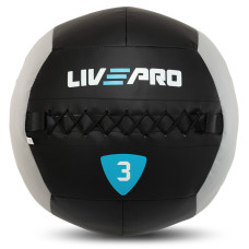 М'яч набивний медичний для кросфіту WALL BALL LiveUp LP8100-3 3кг чорний-сірий