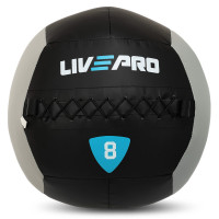 М'яч набивний медичний для кросфіту WALL BALL LiveUp LP8100-8 8кг чорний-сірий