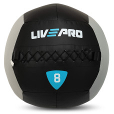 М'яч набивний медичний для кросфіту WALL BALL LiveUp LP8100-8 8кг чорний-сірий