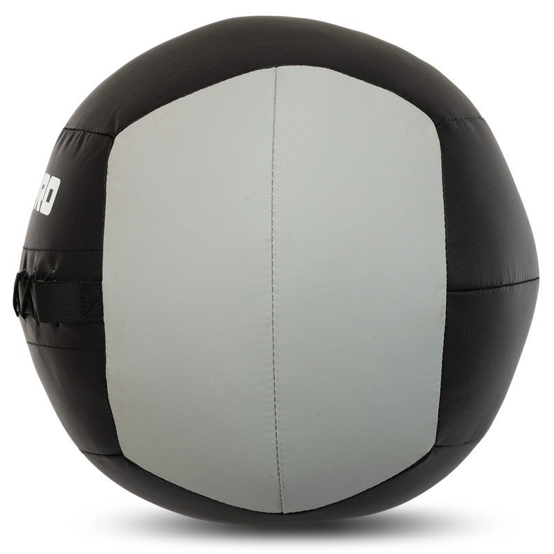 М'яч набивний медичний для кросфіту WALL BALL LiveUp LP8100-8 8кг чорний-сірий