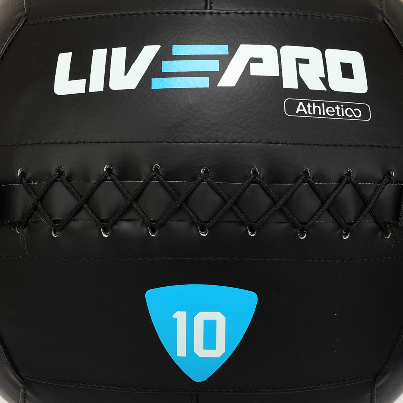 М'яч набивний медичний для кросфіту WALL BALL LiveUp LP8103-10 10кг чорний