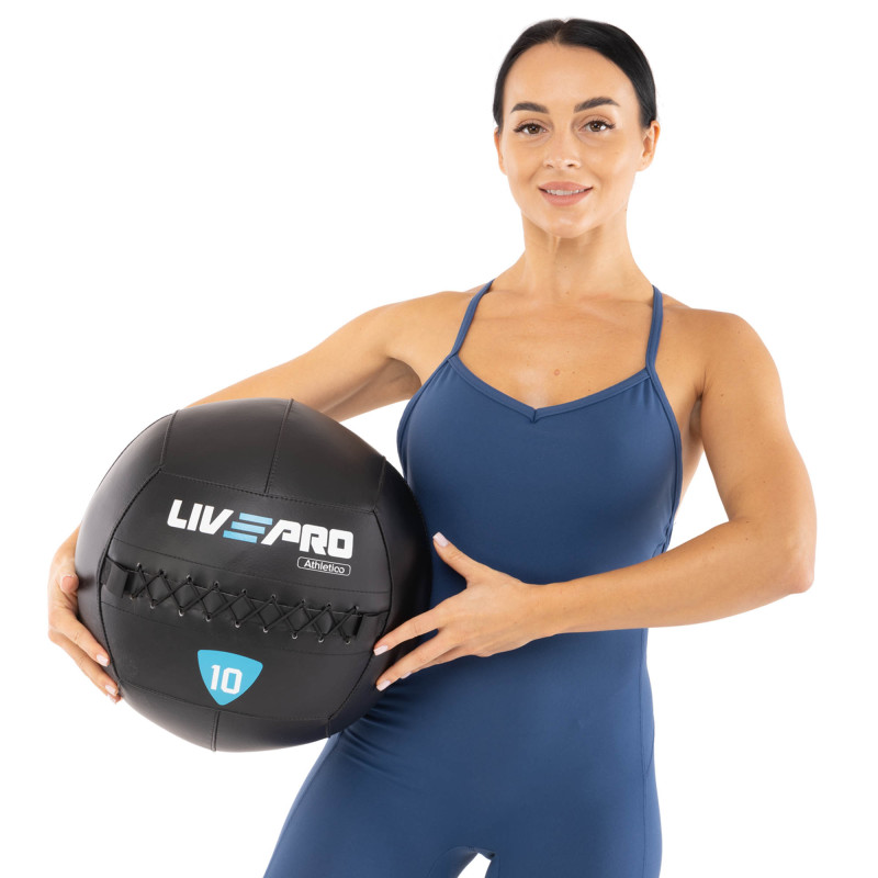 М'яч набивний медичний для кросфіту WALL BALL LiveUp LP8103-10 10кг чорний