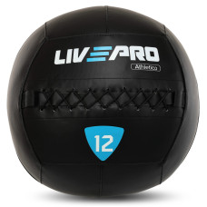 М'яч набивний медичний для кросфіту WALL BALL LiveUp LP8103-12 12кг чорний