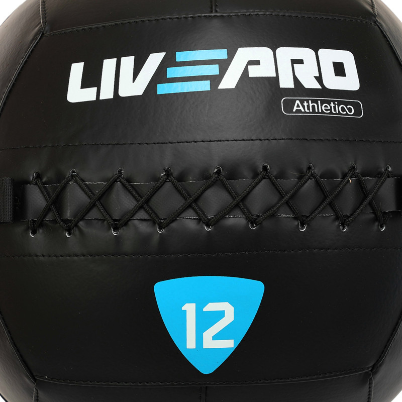 М'яч набивний медичний для кросфіту WALL BALL LiveUp LP8103-12 12кг чорний