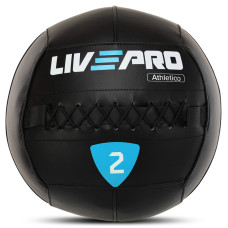 М'яч набивний медичний для кросфіту WALL BALL LiveUp LP8103-2 2кг чорний