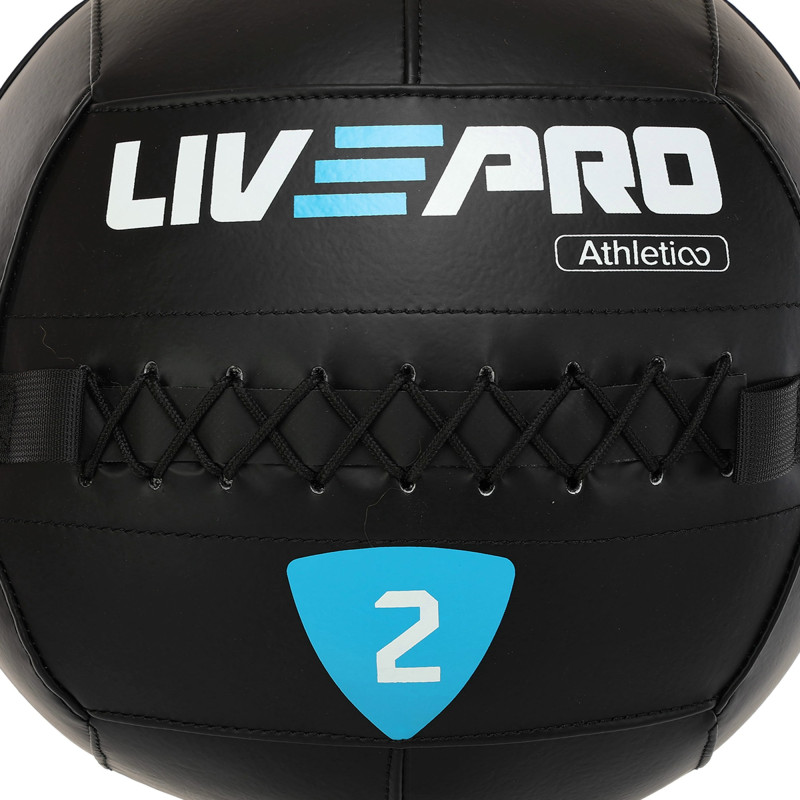 М'яч набивний медичний для кросфіту WALL BALL LiveUp LP8103-2 2кг чорний