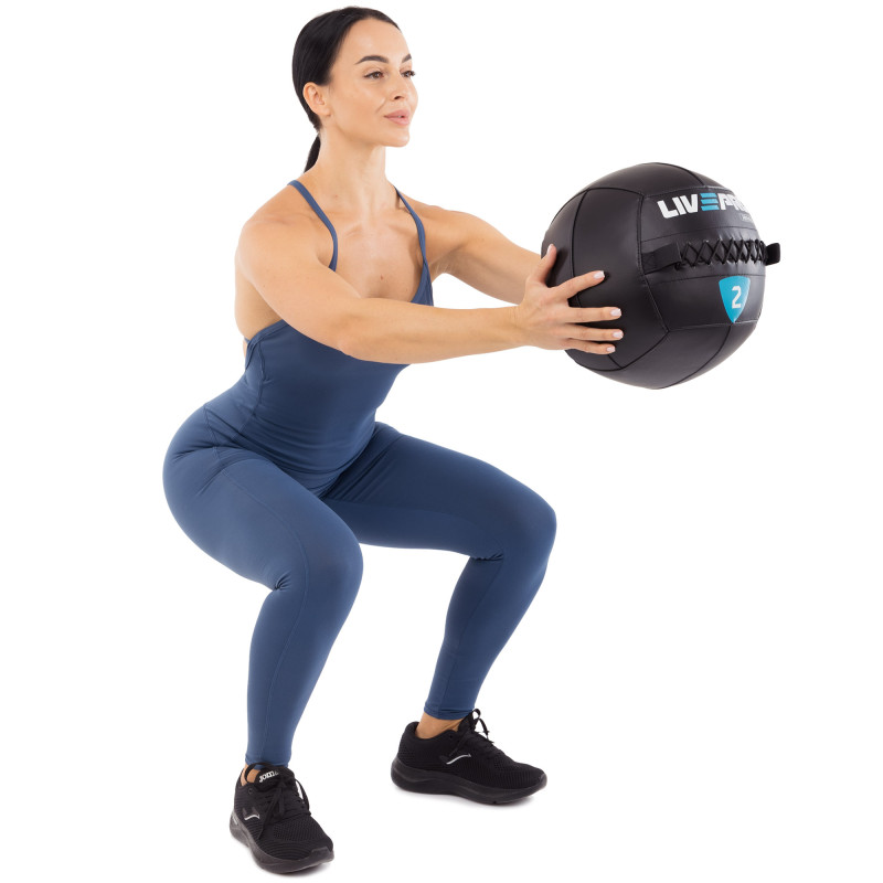 М'яч набивний медичний для кросфіту WALL BALL LiveUp LP8103-2 2кг чорний