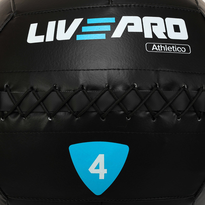 М'яч набивний медичний для кросфіту WALL BALL LiveUp LP8103-4 4кг чорний