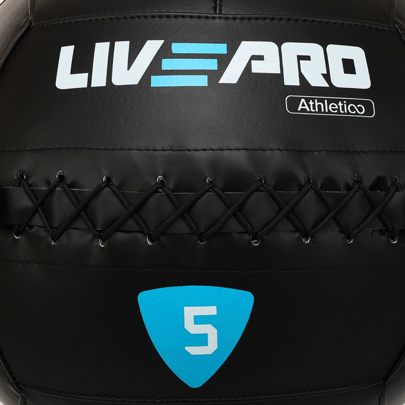 М'яч набивний медичний для кросфіту WALL BALL LiveUp LP8103-5 5кг чорний