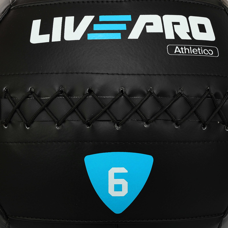 М'яч набивний медичний для кросфіту WALL BALL LiveUp LP8103-6 6кг чорний