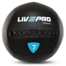 М'яч набивний медичний для кросфіту WALL BALL LiveUp LP8103-7 7кг чорний