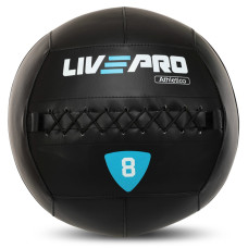 М'яч набивний медичний для кросфіту WALL BALL LiveUp LP8103-8 8кг чорний