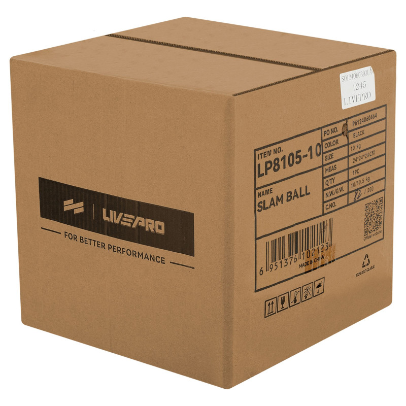 Слембол м'яч набивний для кросфіту та фітнесу Slam Ball LiveUp LP8105-10 10кг чорний